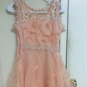 BHLDN Inspired Butterfly Lace Swing Peach Dress